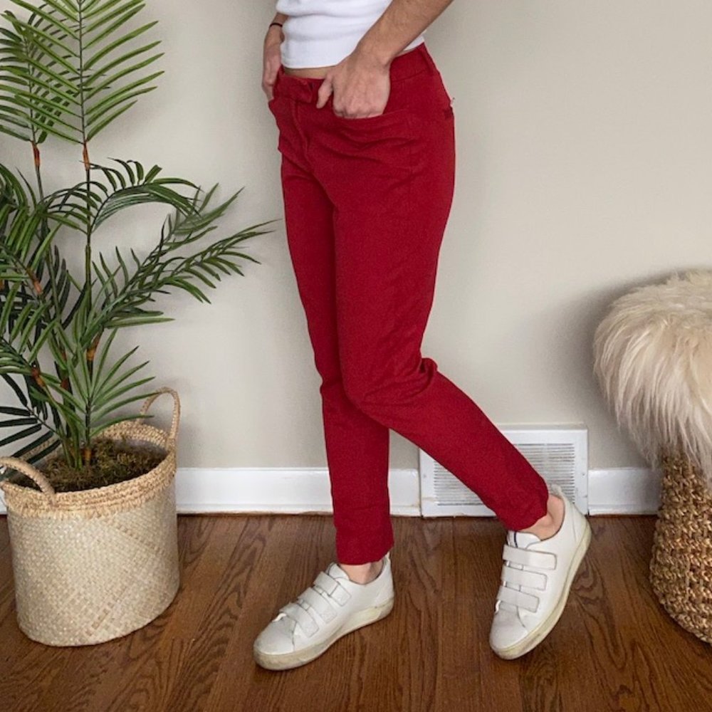 White House Blk Market bright red stretch trousers